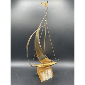 Signed Brass Sailboat‎ Sculpture by Mario Jason 15.25"